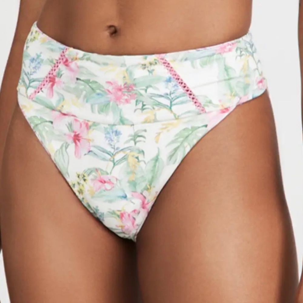 Loveshackfancy x Hurley hawaiian hibiscus cheeky bottom high rise swimsuit
